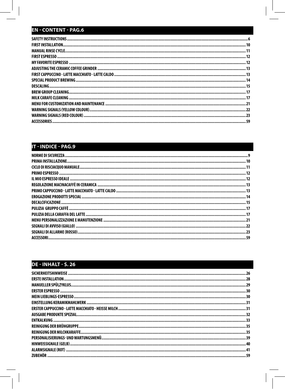 Philips Saeco Intelia Evo Kaffeevollautomat User Manual | Page 4 / 60