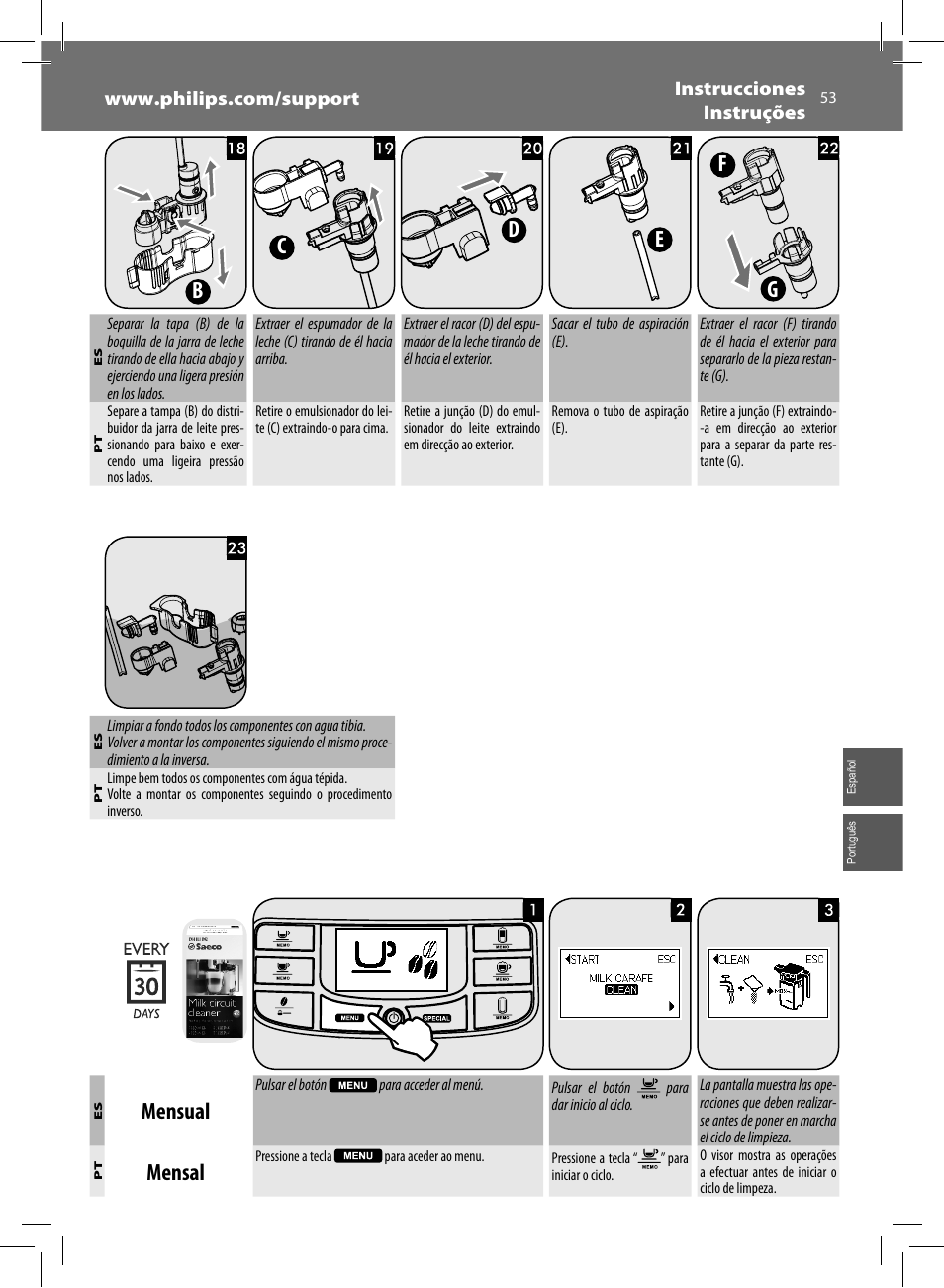 Mensual, Mensal | Philips Saeco Intelia Evo Kaffeevollautomat User Manual | Page 53 / 60