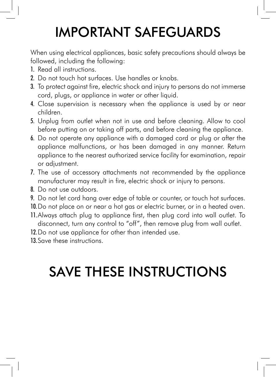 Important safeguards, Save these instructions | Philips Saeco Intelia Evo Kaffeevollautomat User Manual | Page 6 / 60