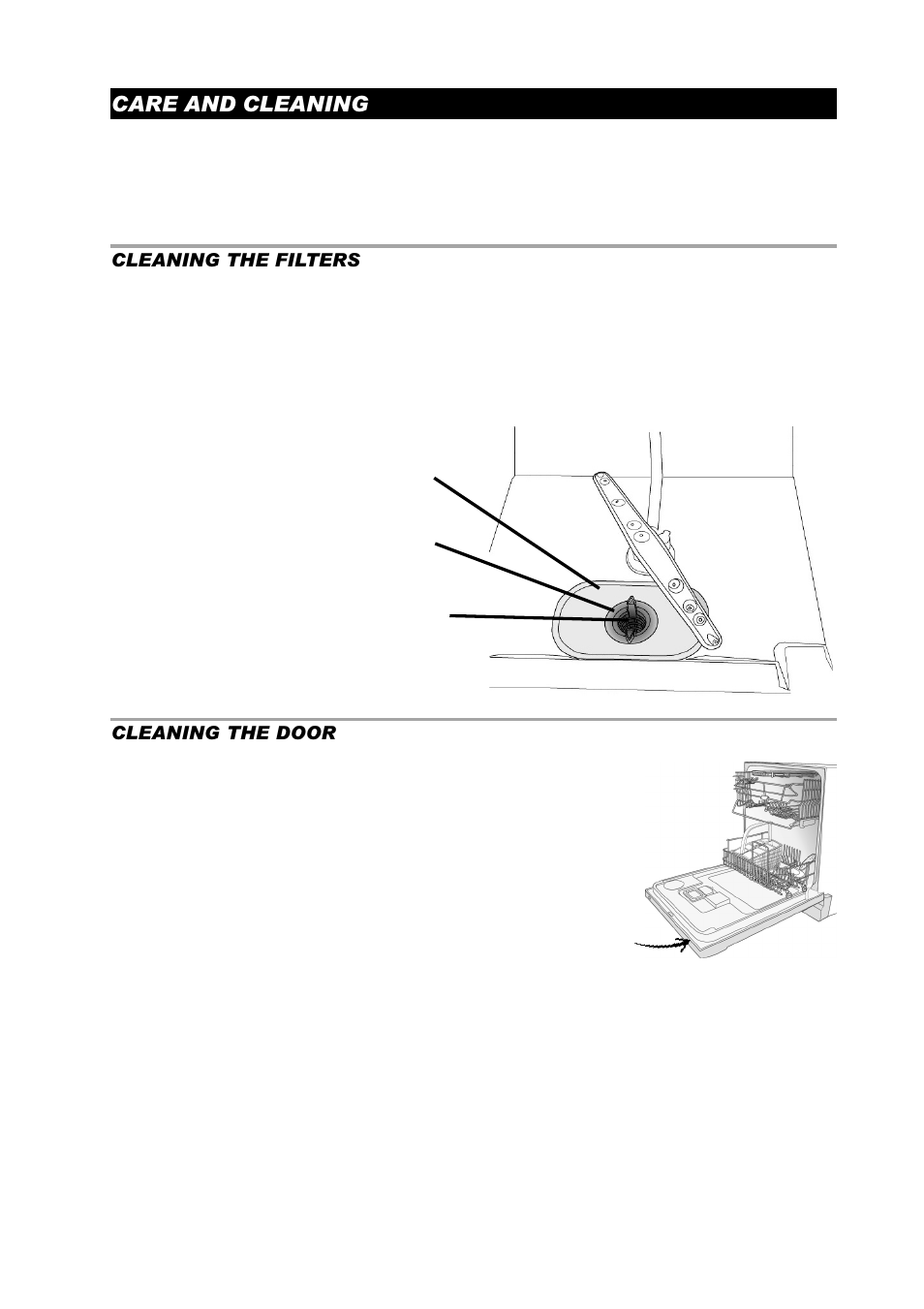 Care and cleaning, Cleaning the filters, Cleaning the door | ASKO D3250 User Manual | Page 9 / 16