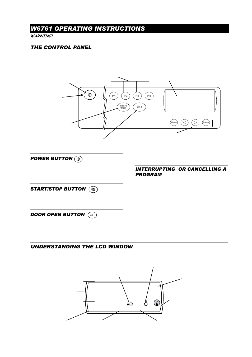 W6761 operating instructions, The control panel, Understanding the lcd window | ASKO W6441 User Manual | Page 15 / 27