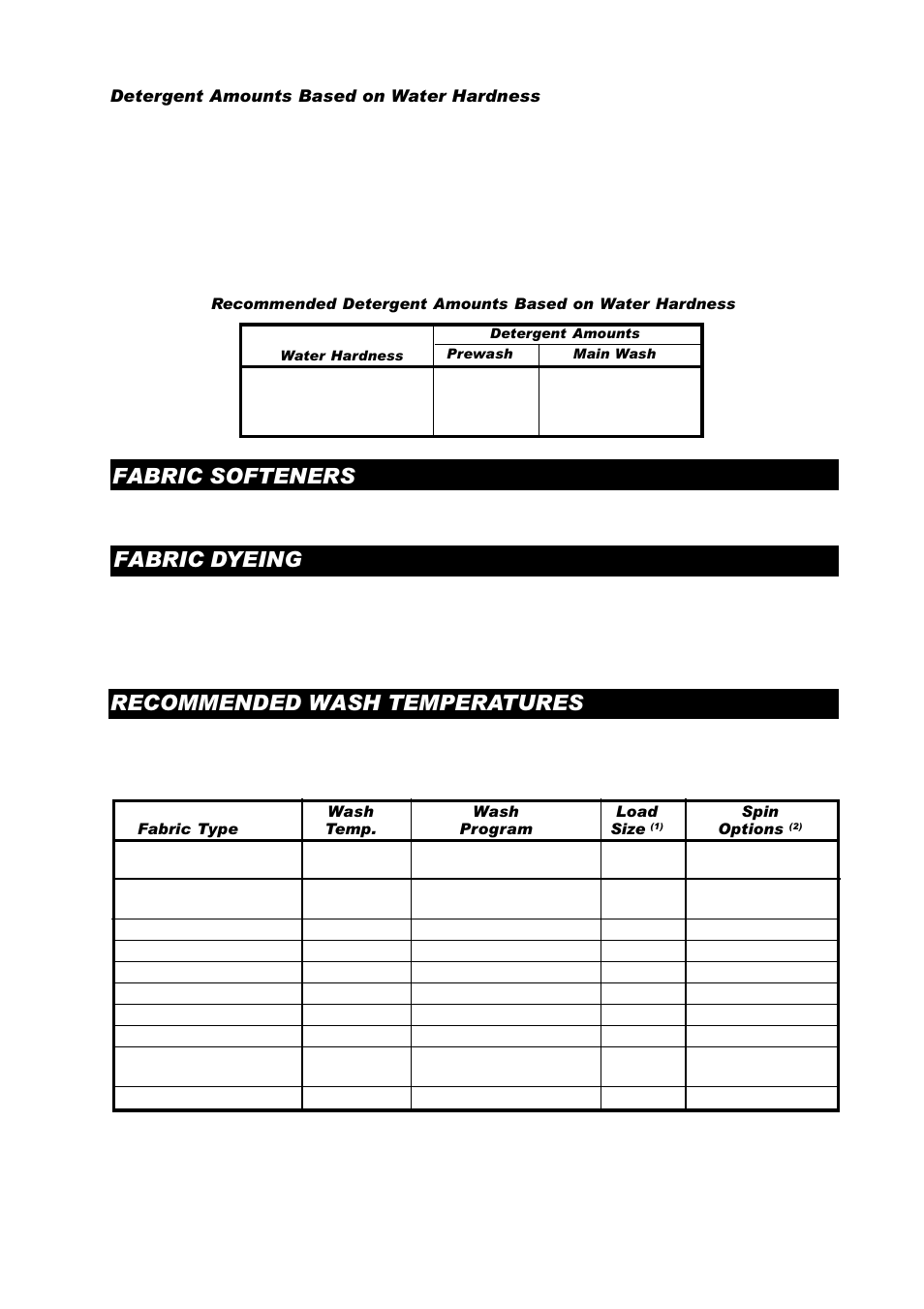 Recommended wash temperatures, Fabric softeners, Fabric dyeing | ASKO W6441 User Manual | Page 9 / 27