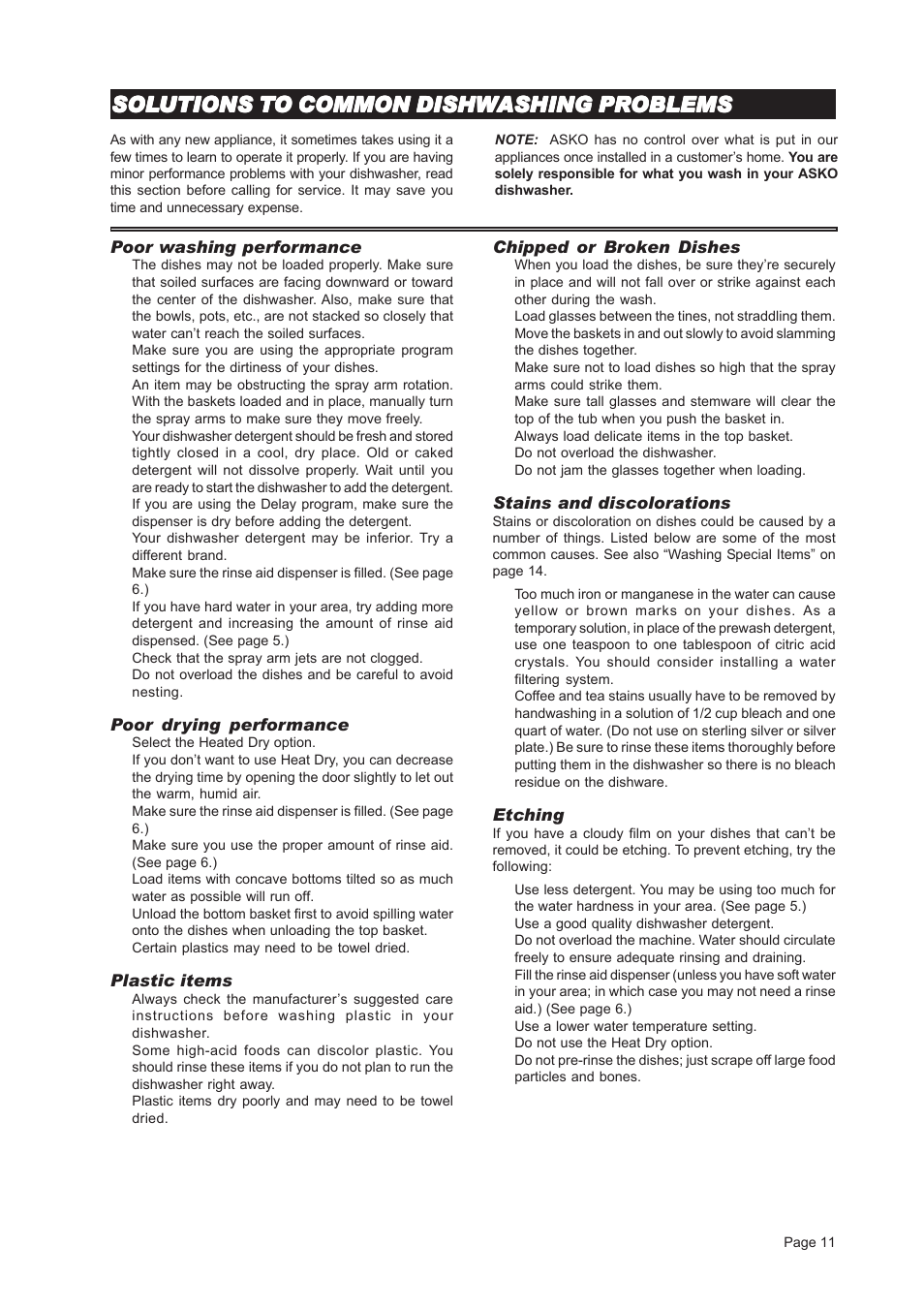 ASKO D3451 User Manual | Page 11 / 16