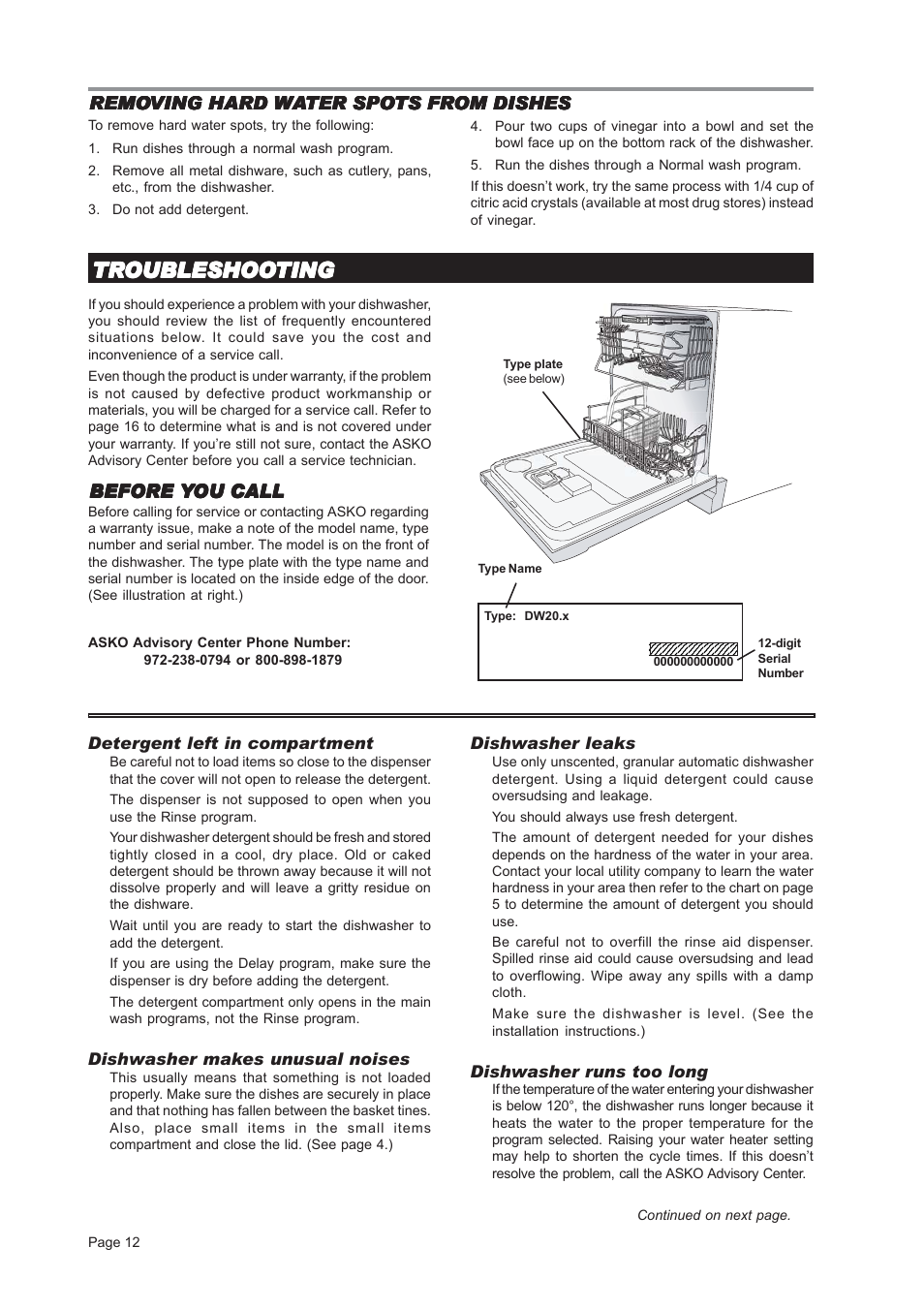 ASKO D3451 User Manual | Page 12 / 16