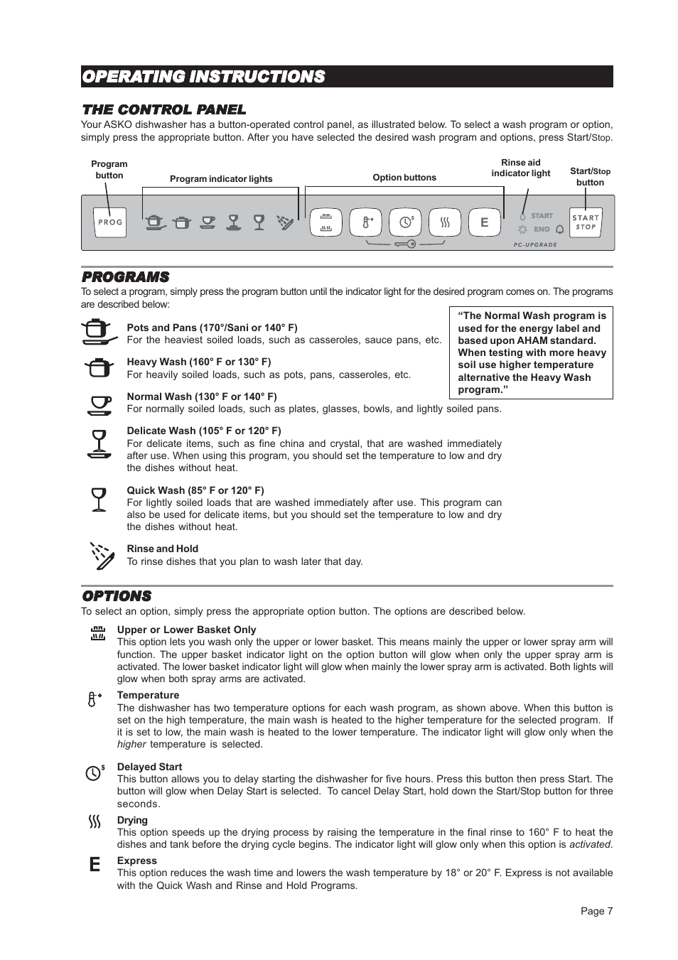 Opera | ASKO D3451 User Manual | Page 7 / 16