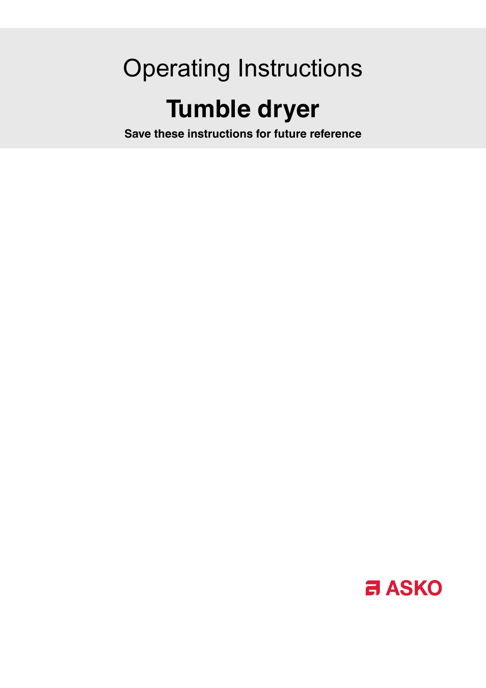 ASKO T793 User Manual | 36 pages
