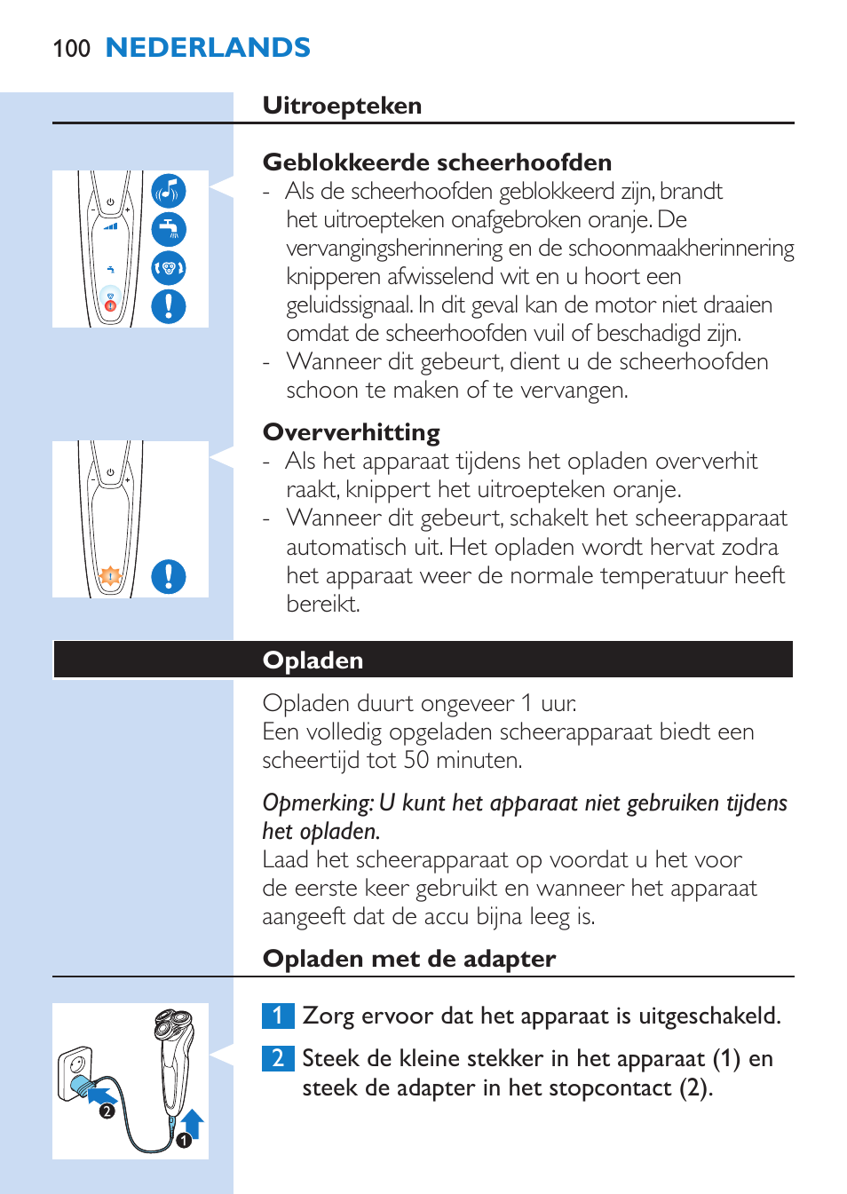 Philips SHAVER Series 9000 Nass- und Trockenrasierer User Manual | Page 100 / 170