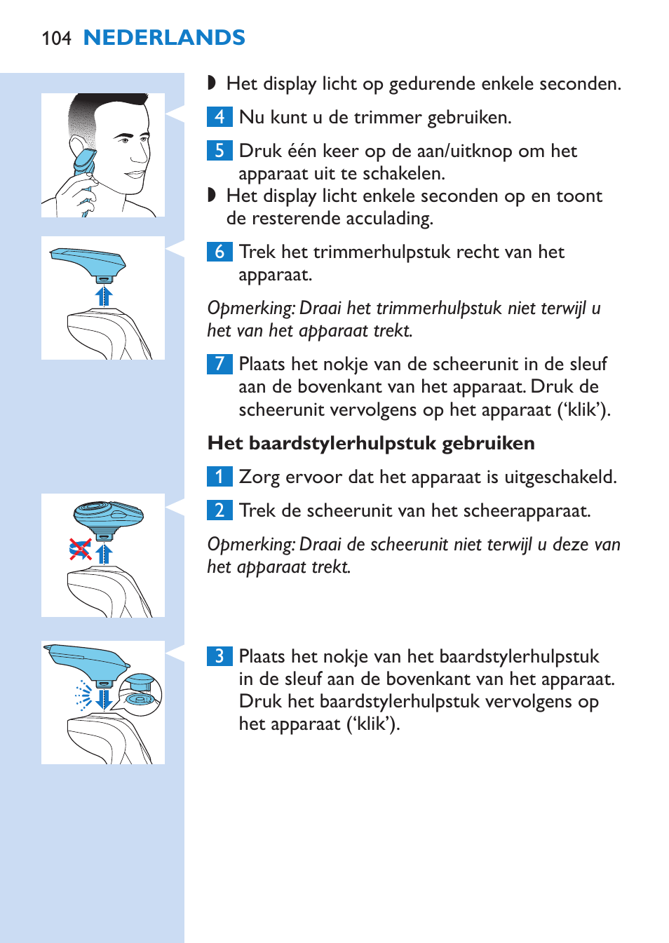 Philips SHAVER Series 9000 Nass- und Trockenrasierer User Manual | Page 104 / 170