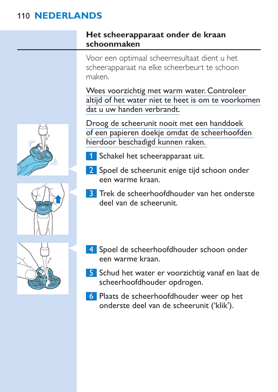 Philips SHAVER Series 9000 Nass- und Trockenrasierer User Manual | Page 110 / 170