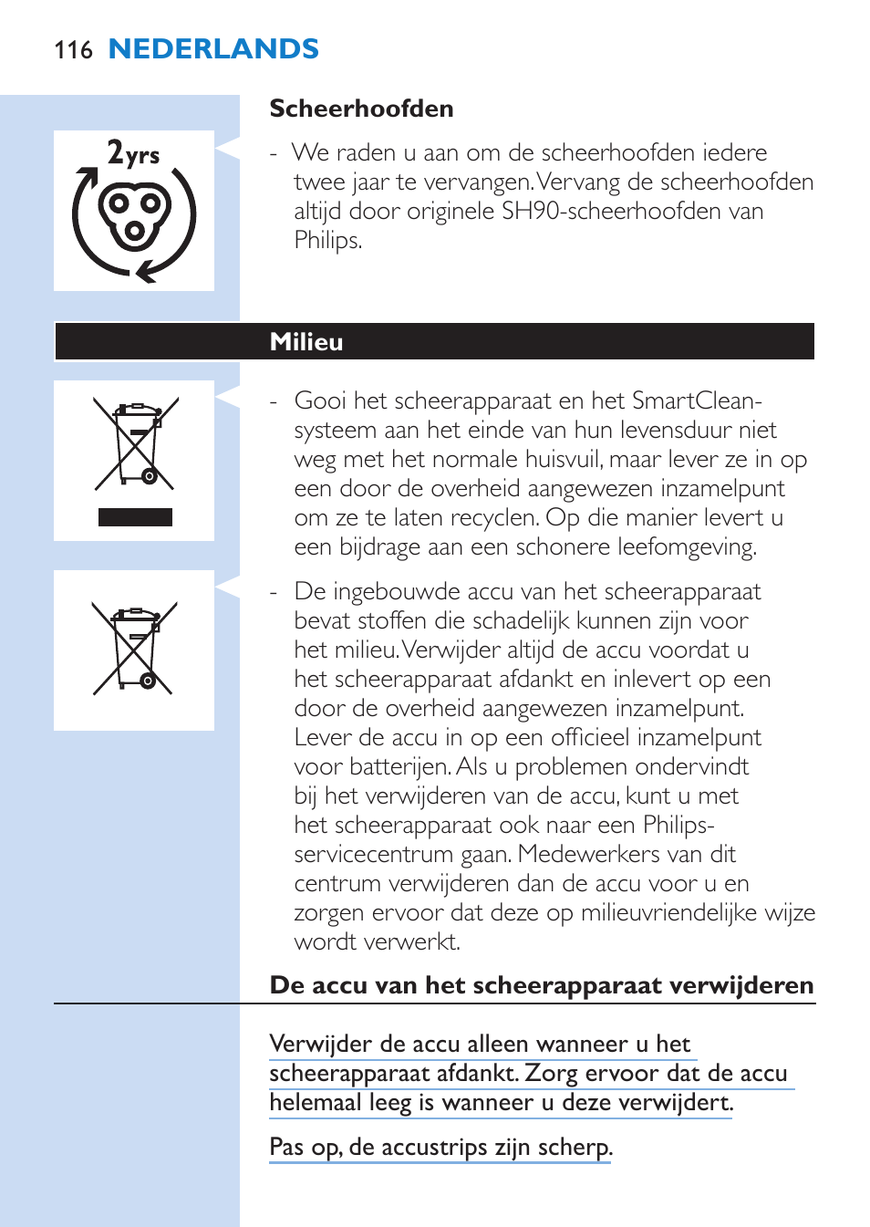 Philips SHAVER Series 9000 Nass- und Trockenrasierer User Manual | Page 116 / 170