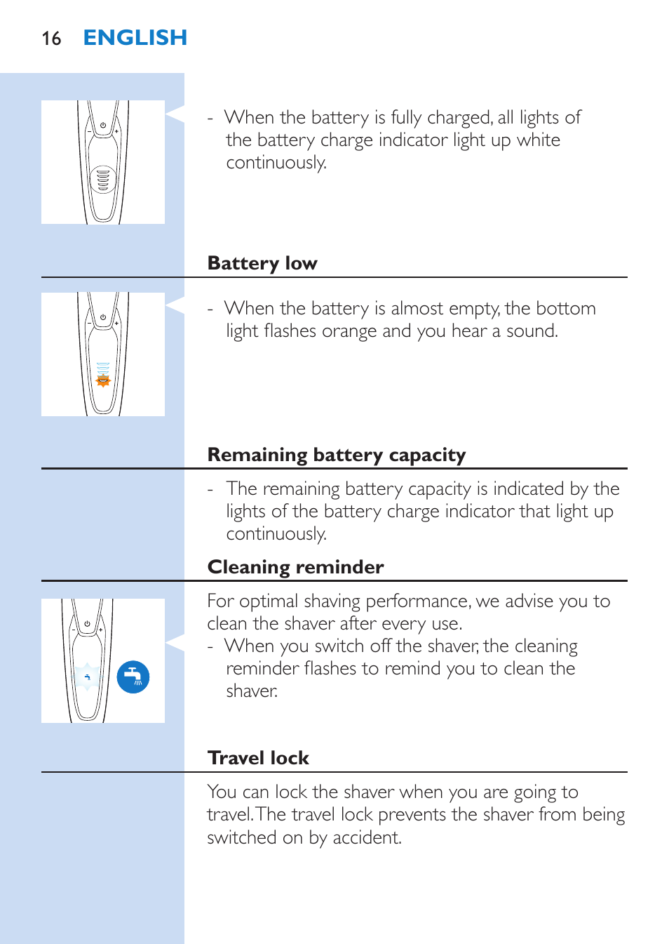 Philips SHAVER Series 9000 Nass- und Trockenrasierer User Manual | Page 16 / 170