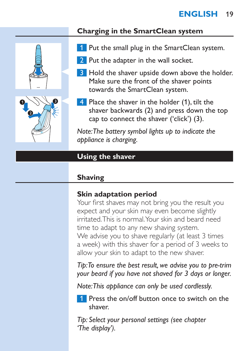 Philips SHAVER Series 9000 Nass- und Trockenrasierer User Manual | Page 19 / 170