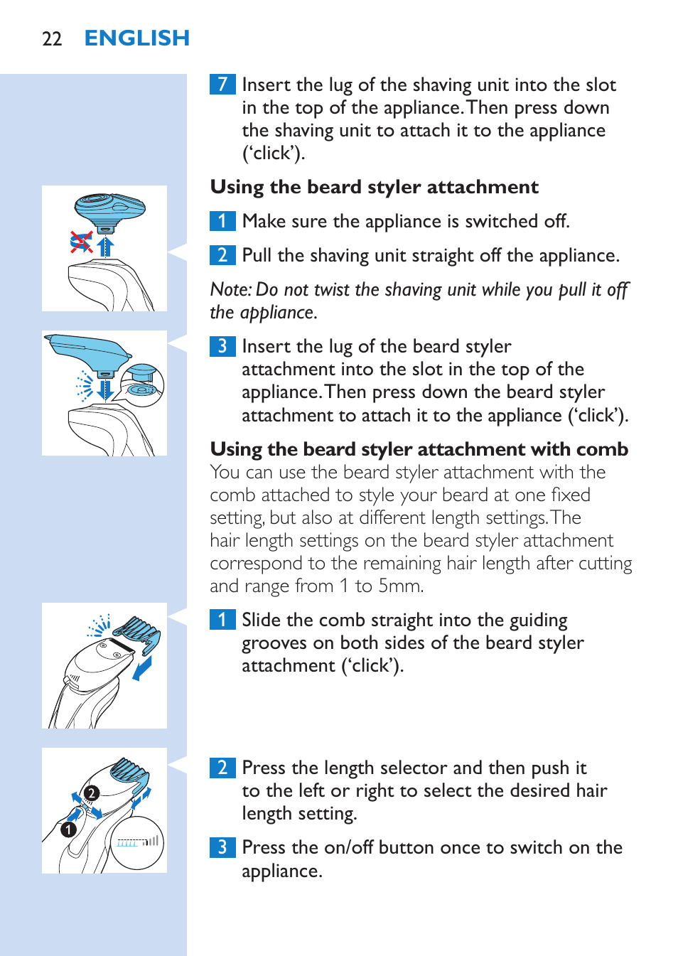 Philips SHAVER Series 9000 Nass- und Trockenrasierer User Manual | Page 22 / 170