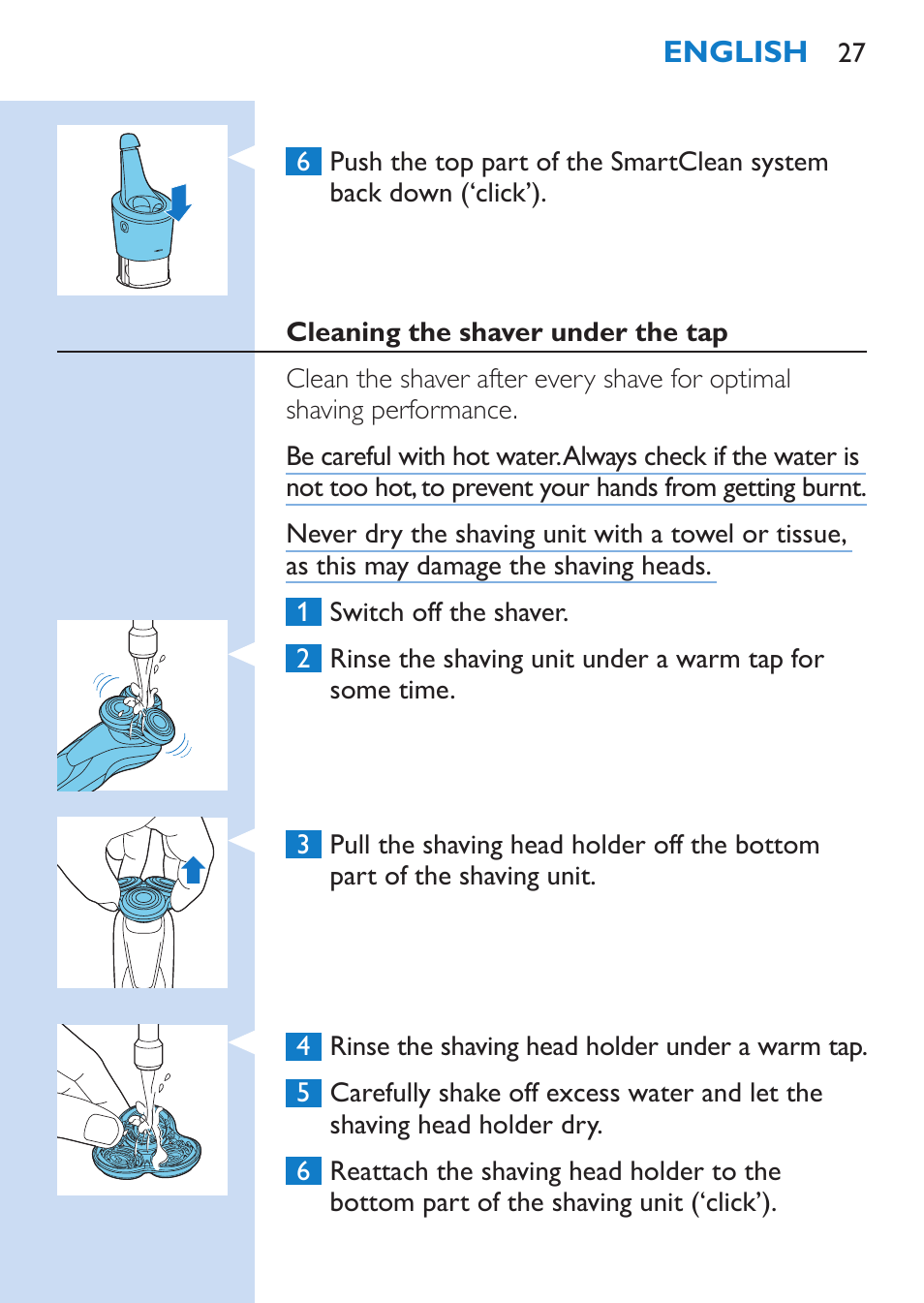 Philips SHAVER Series 9000 Nass- und Trockenrasierer User Manual | Page 27 / 170