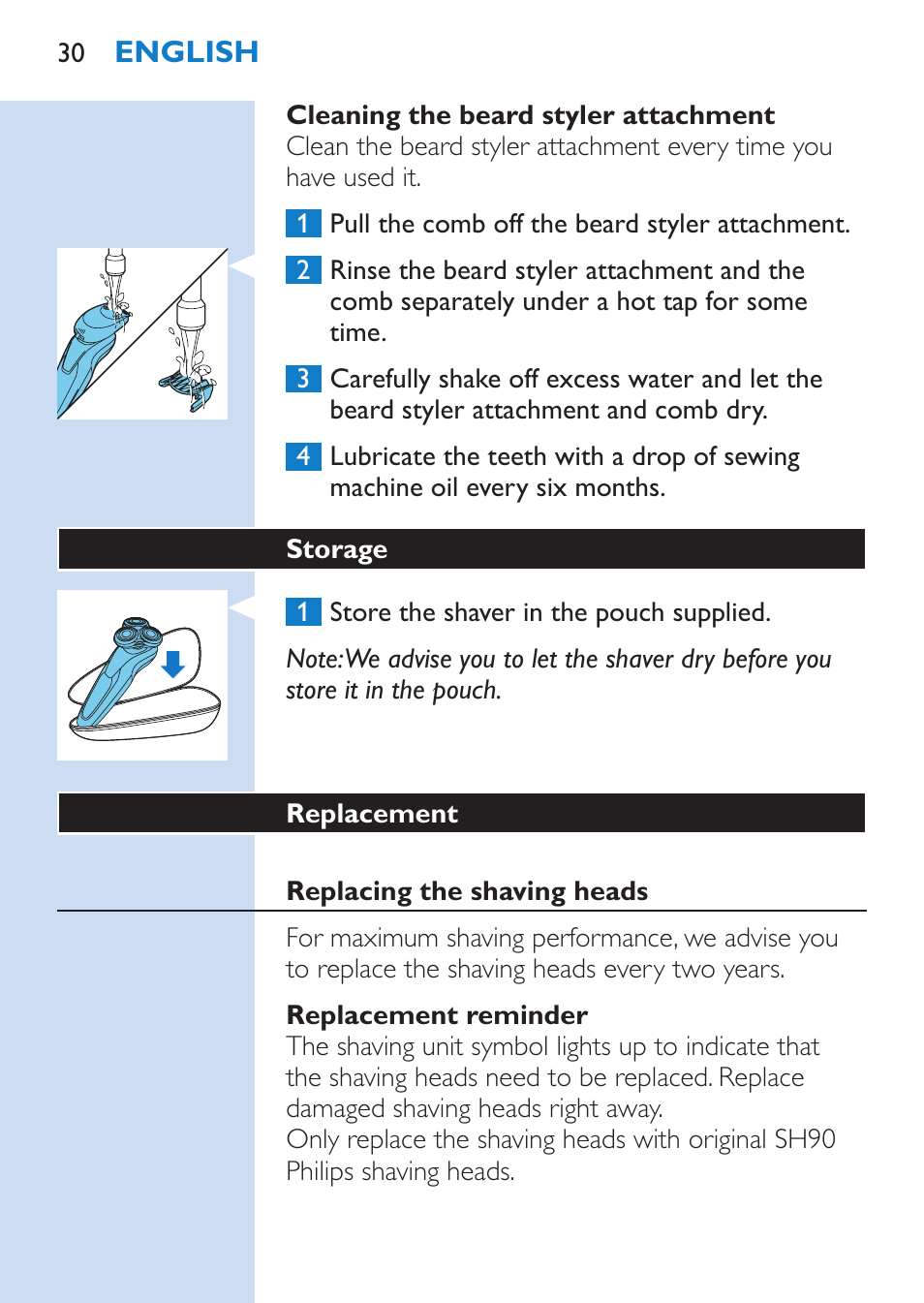 Philips SHAVER Series 9000 Nass- und Trockenrasierer User Manual | Page 30 / 170