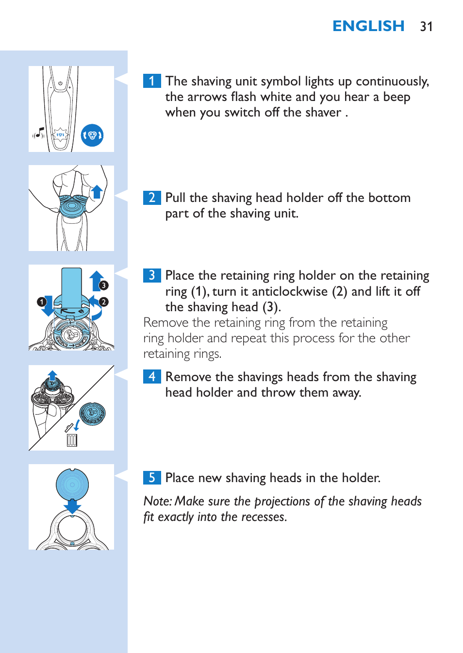 Philips SHAVER Series 9000 Nass- und Trockenrasierer User Manual | Page 31 / 170