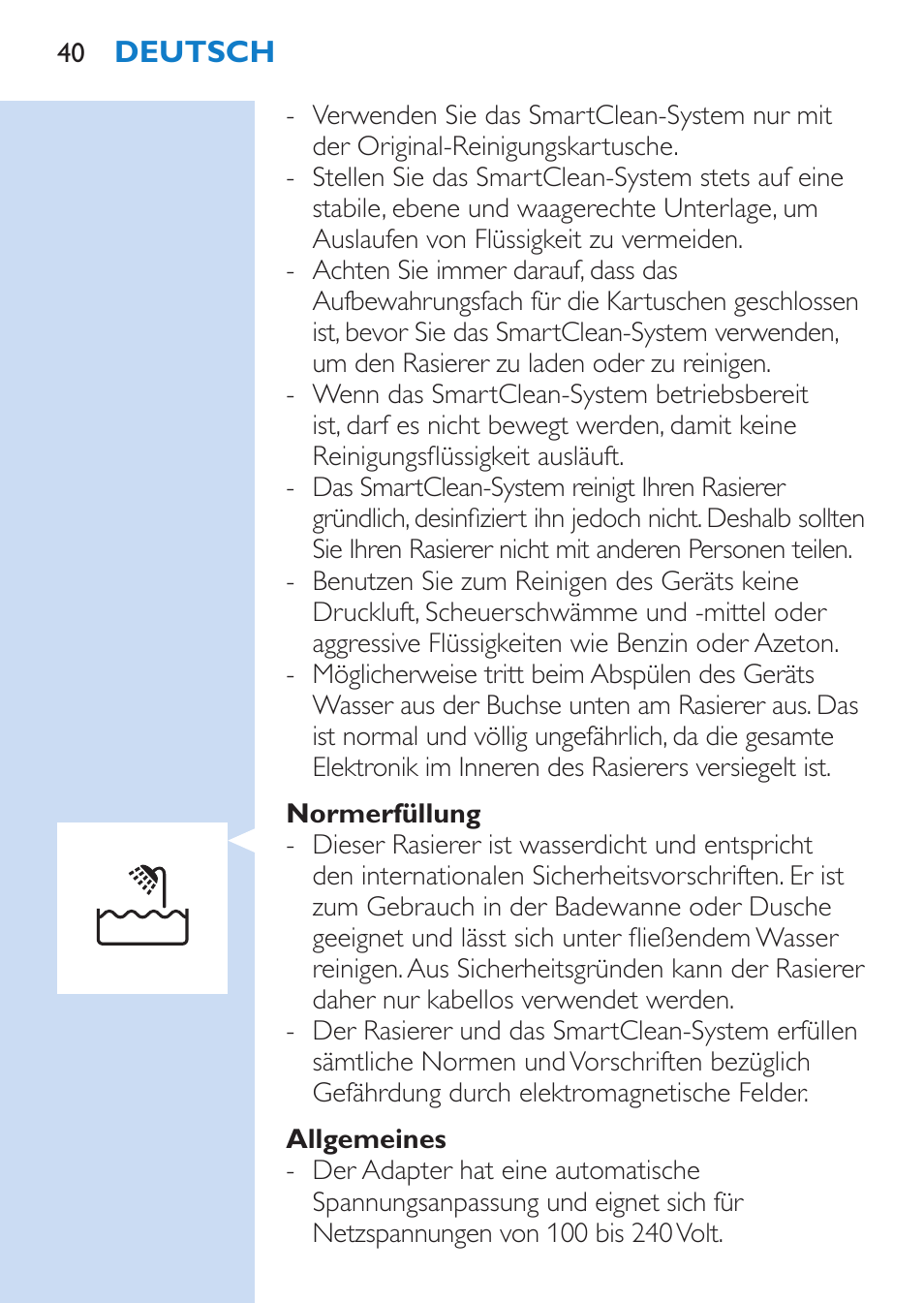 Philips SHAVER Series 9000 Nass- und Trockenrasierer User Manual | Page 40 / 170