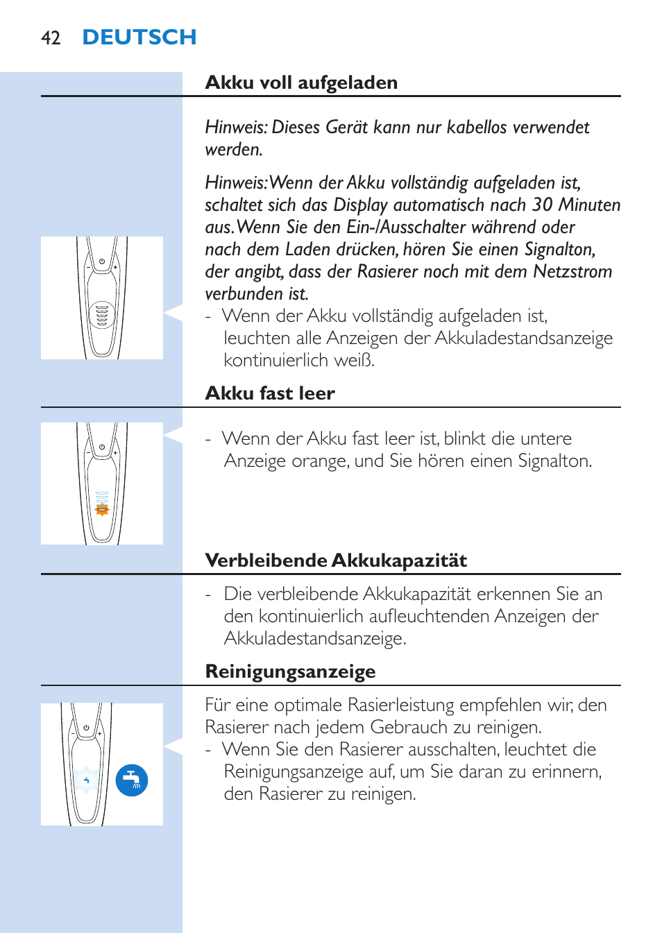 Philips SHAVER Series 9000 Nass- und Trockenrasierer User Manual | Page 42 / 170