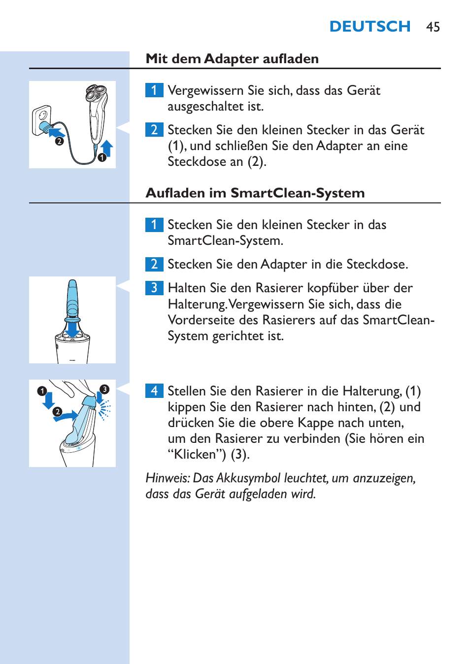 Philips SHAVER Series 9000 Nass- und Trockenrasierer User Manual | Page 45 / 170