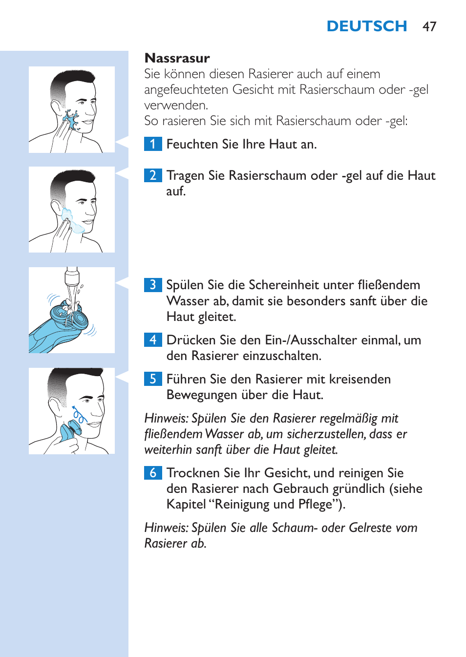 Philips SHAVER Series 9000 Nass- und Trockenrasierer User Manual | Page 47 / 170