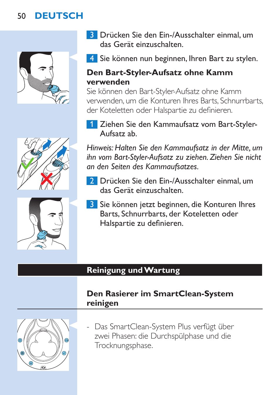 Philips SHAVER Series 9000 Nass- und Trockenrasierer User Manual | Page 50 / 170