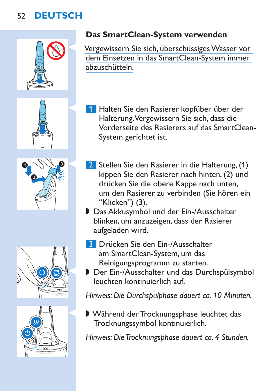 Philips SHAVER Series 9000 Nass- und Trockenrasierer User Manual | Page 52 / 170