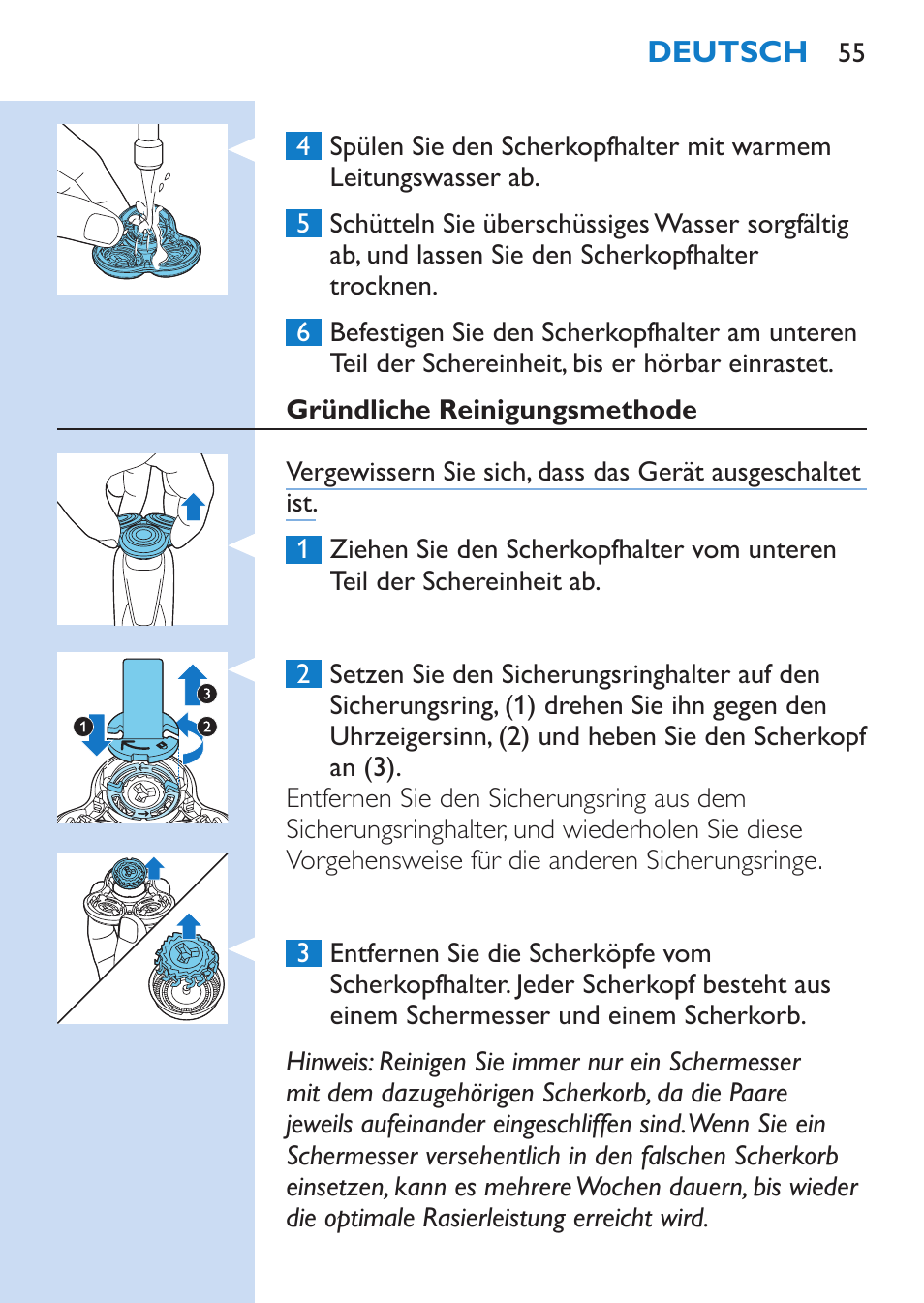 Philips SHAVER Series 9000 Nass- und Trockenrasierer User Manual | Page 55 / 170