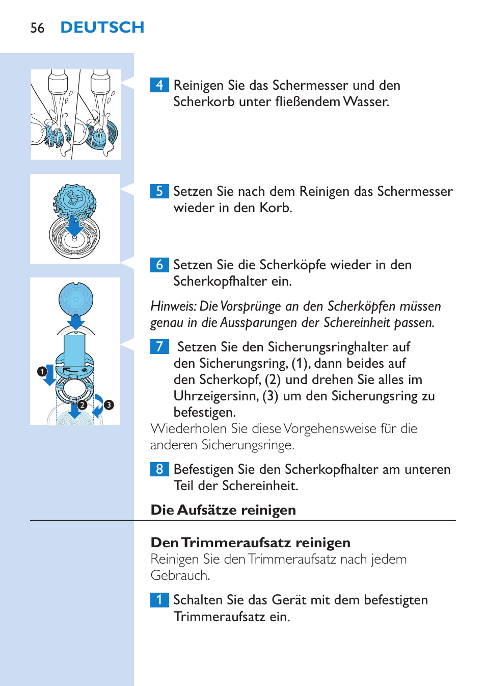 Philips SHAVER Series 9000 Nass- und Trockenrasierer User Manual | Page 56 / 170