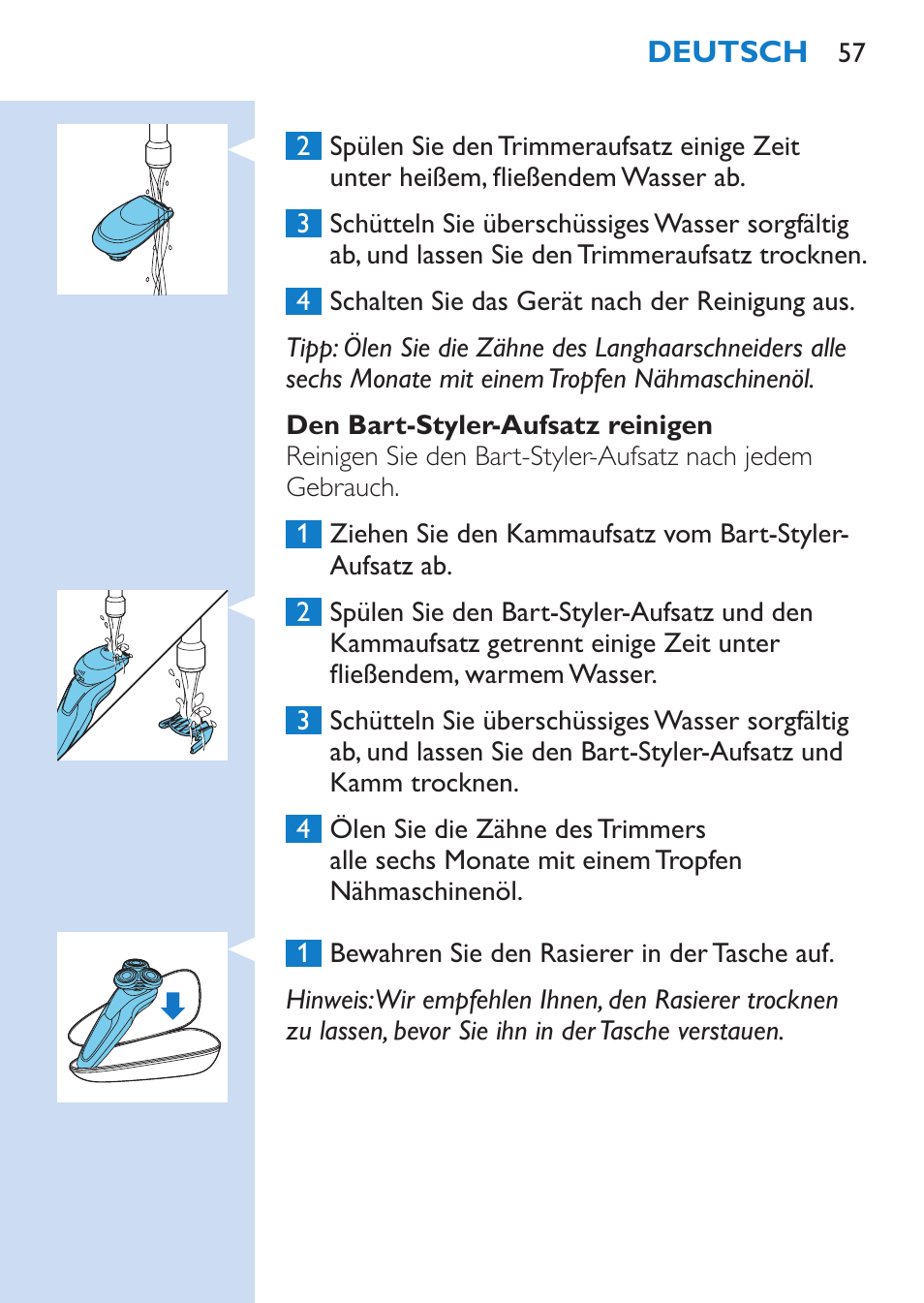 Philips SHAVER Series 9000 Nass- und Trockenrasierer User Manual | Page 57 / 170