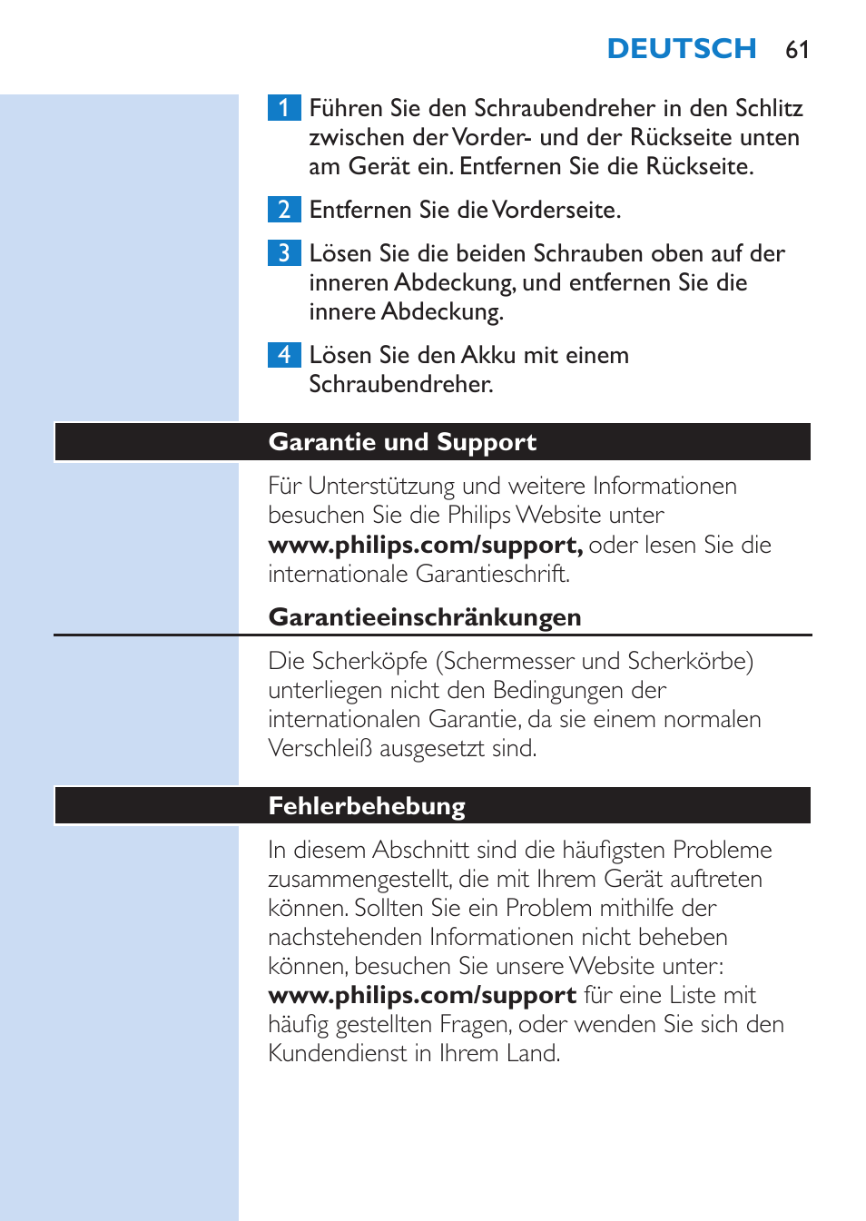 Philips SHAVER Series 9000 Nass- und Trockenrasierer User Manual | Page 61 / 170