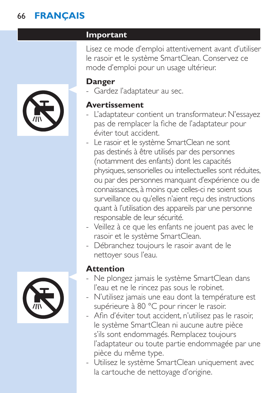 Philips SHAVER Series 9000 Nass- und Trockenrasierer User Manual | Page 66 / 170