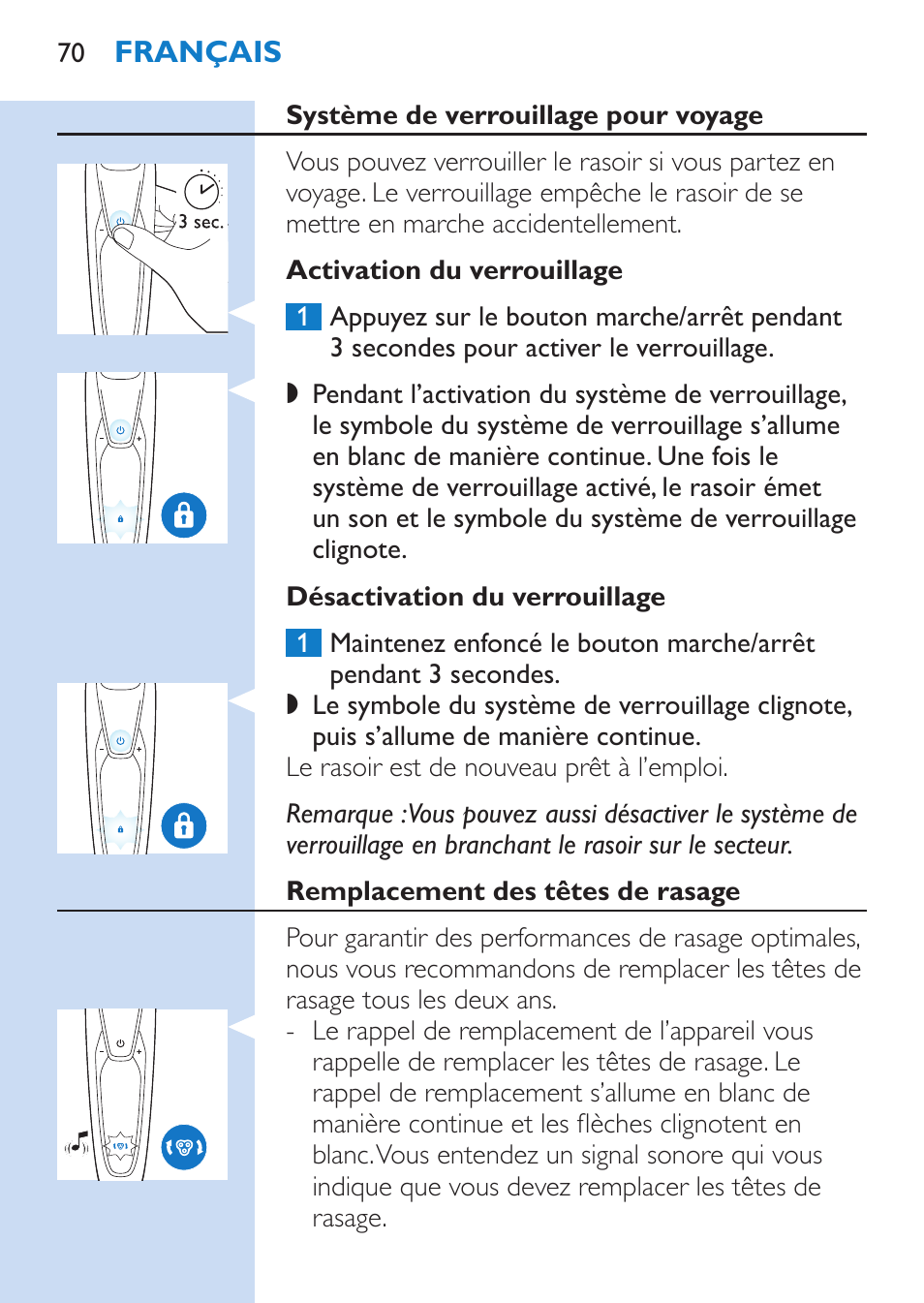 Philips SHAVER Series 9000 Nass- und Trockenrasierer User Manual | Page 70 / 170