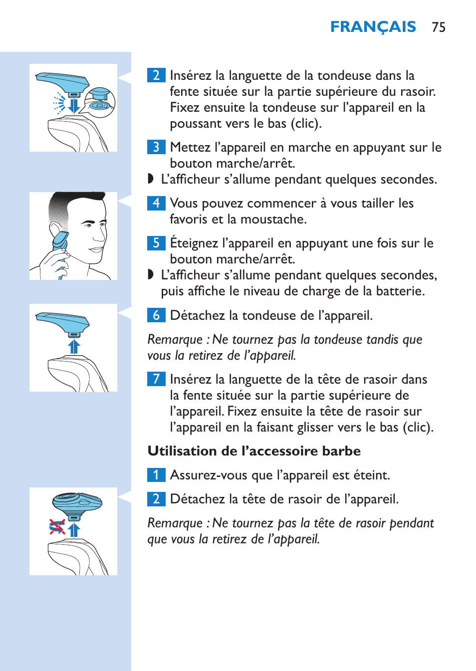 Philips SHAVER Series 9000 Nass- und Trockenrasierer User Manual | Page 75 / 170