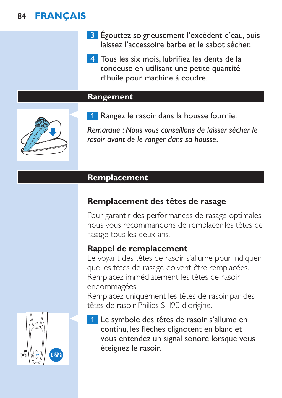 Philips SHAVER Series 9000 Nass- und Trockenrasierer User Manual | Page 84 / 170