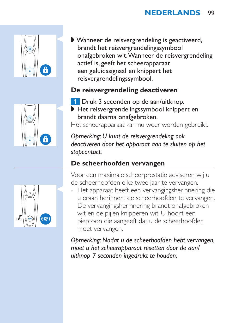 Philips SHAVER Series 9000 Nass- und Trockenrasierer User Manual | Page 99 / 170