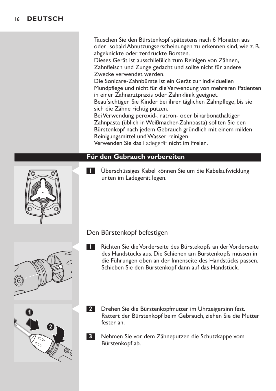 Philips Sonicare e-Series Standard-Bürstenkopf für Schallzahnbürste User Manual | Page 16 / 64