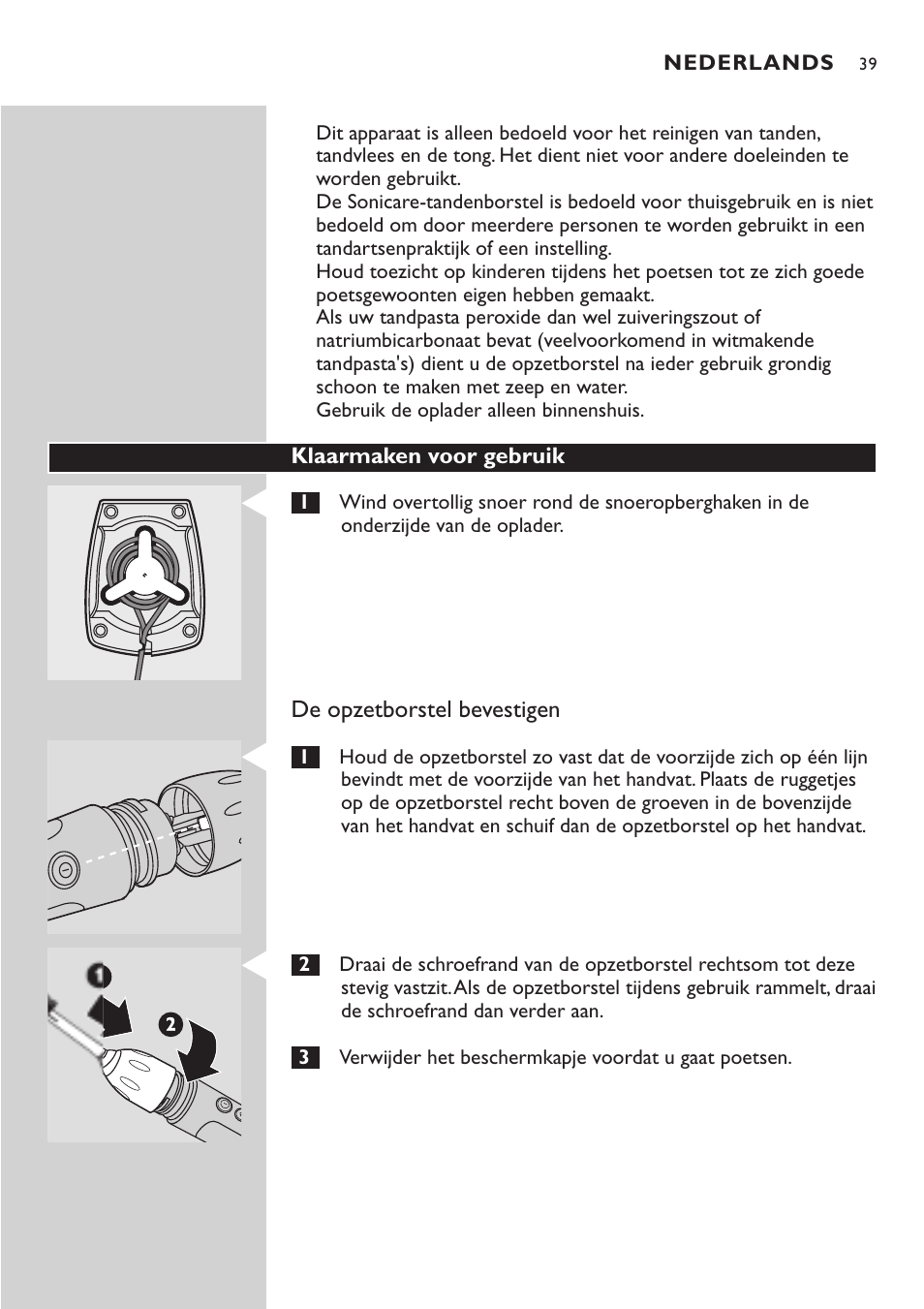 Philips Sonicare e-Series Standard-Bürstenkopf für Schallzahnbürste User Manual | Page 39 / 64