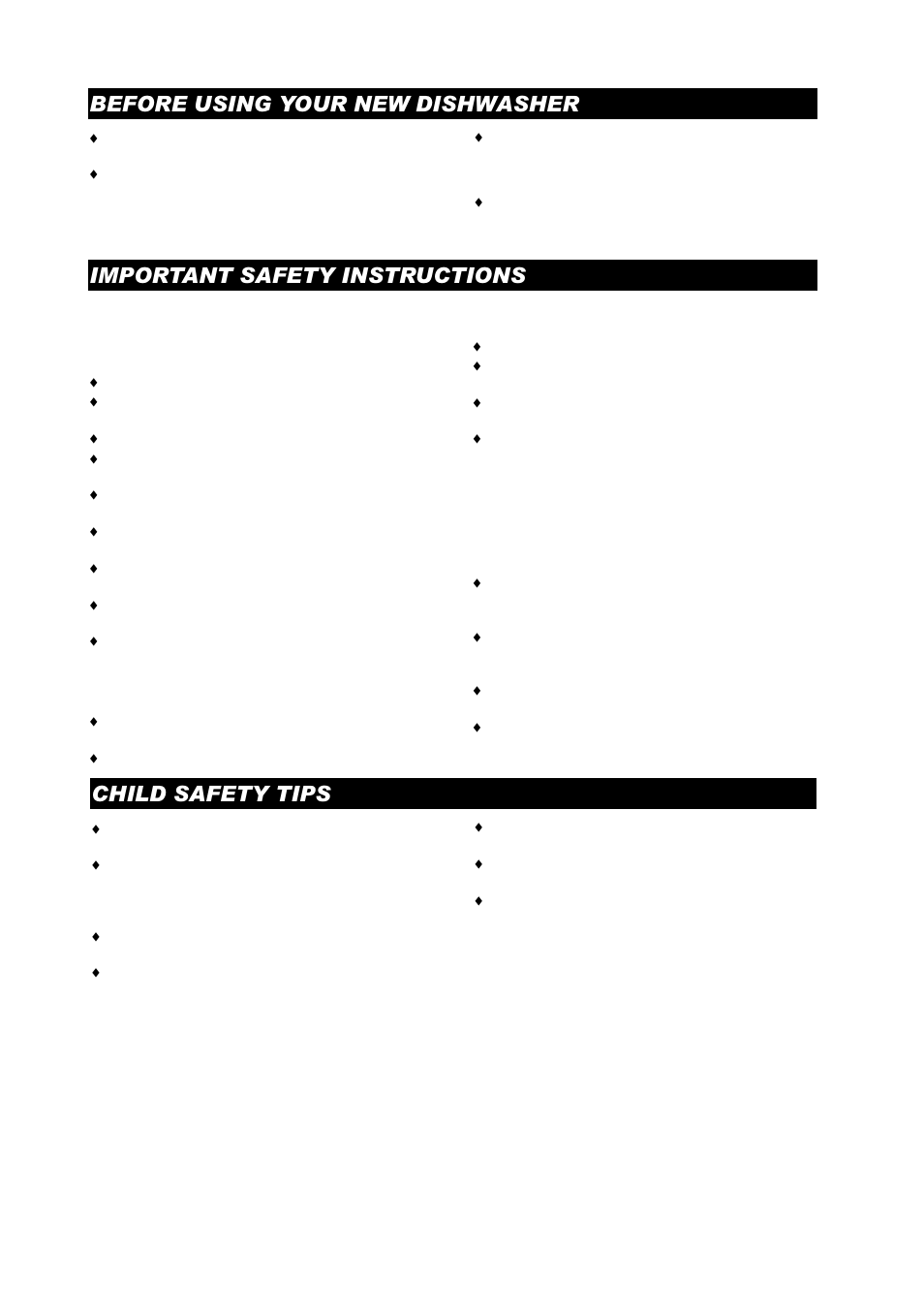 Child safety tips, Before using your new dishwasher, Important safety instructions | ASKO D3530 User Manual | Page 2 / 16