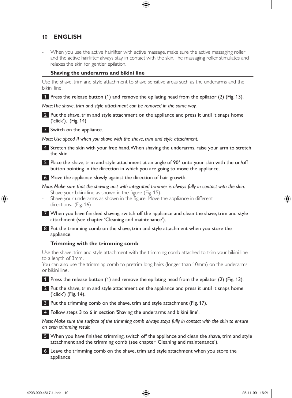 Philips SatinPerfect Epilierer User Manual | Page 10 / 108