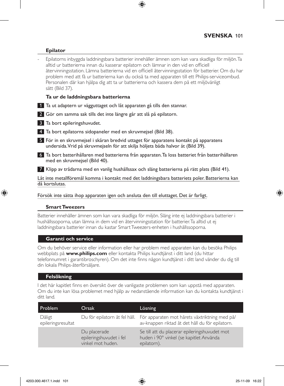 Philips SatinPerfect Epilierer User Manual | Page 101 / 108