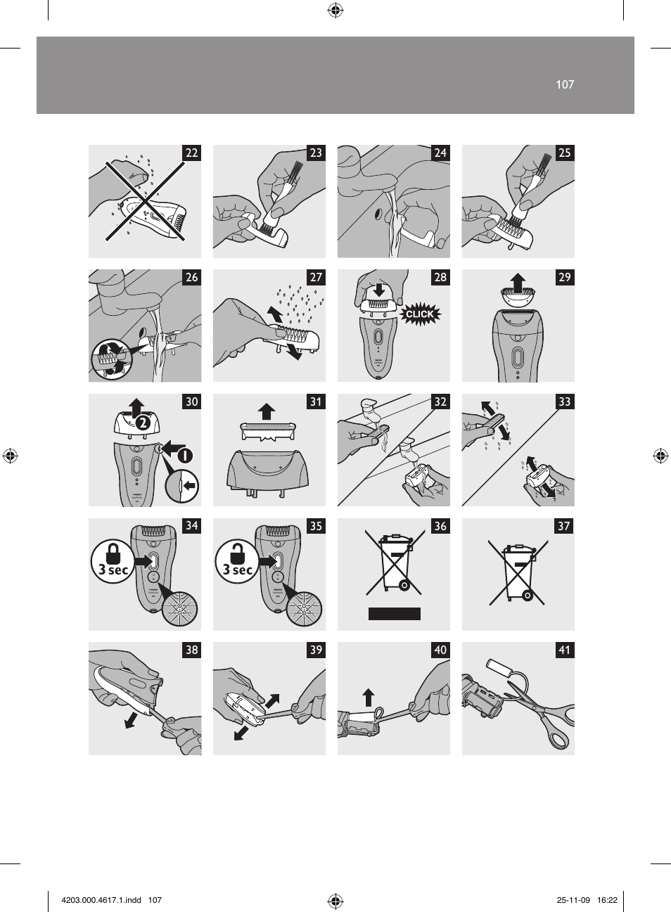 3 sec | Philips SatinPerfect Epilierer User Manual | Page 107 / 108