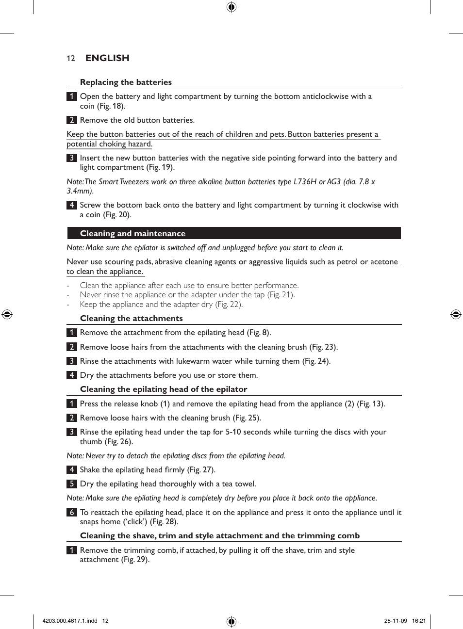 Philips SatinPerfect Epilierer User Manual | Page 12 / 108