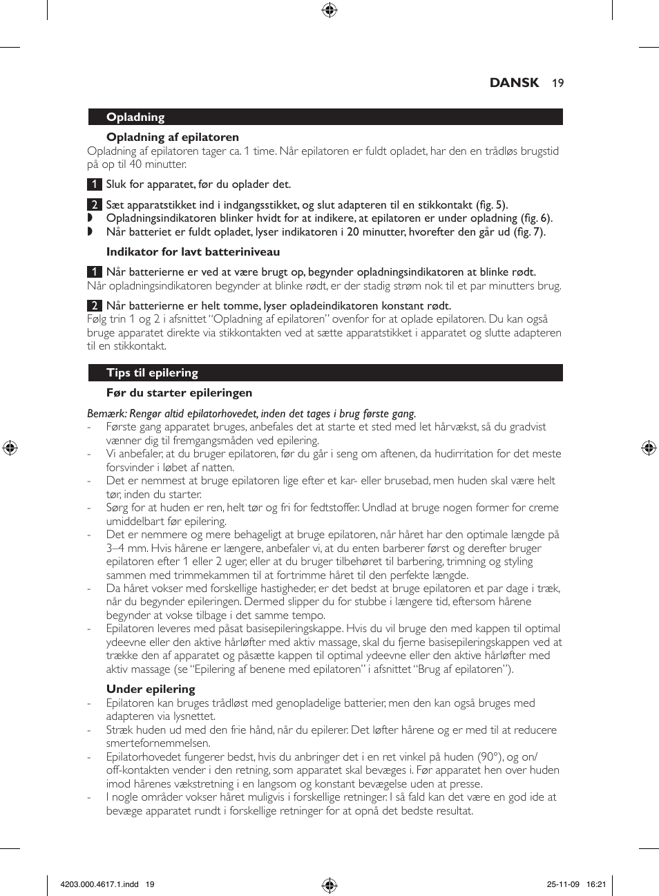 Philips SatinPerfect Epilierer User Manual | Page 19 / 108