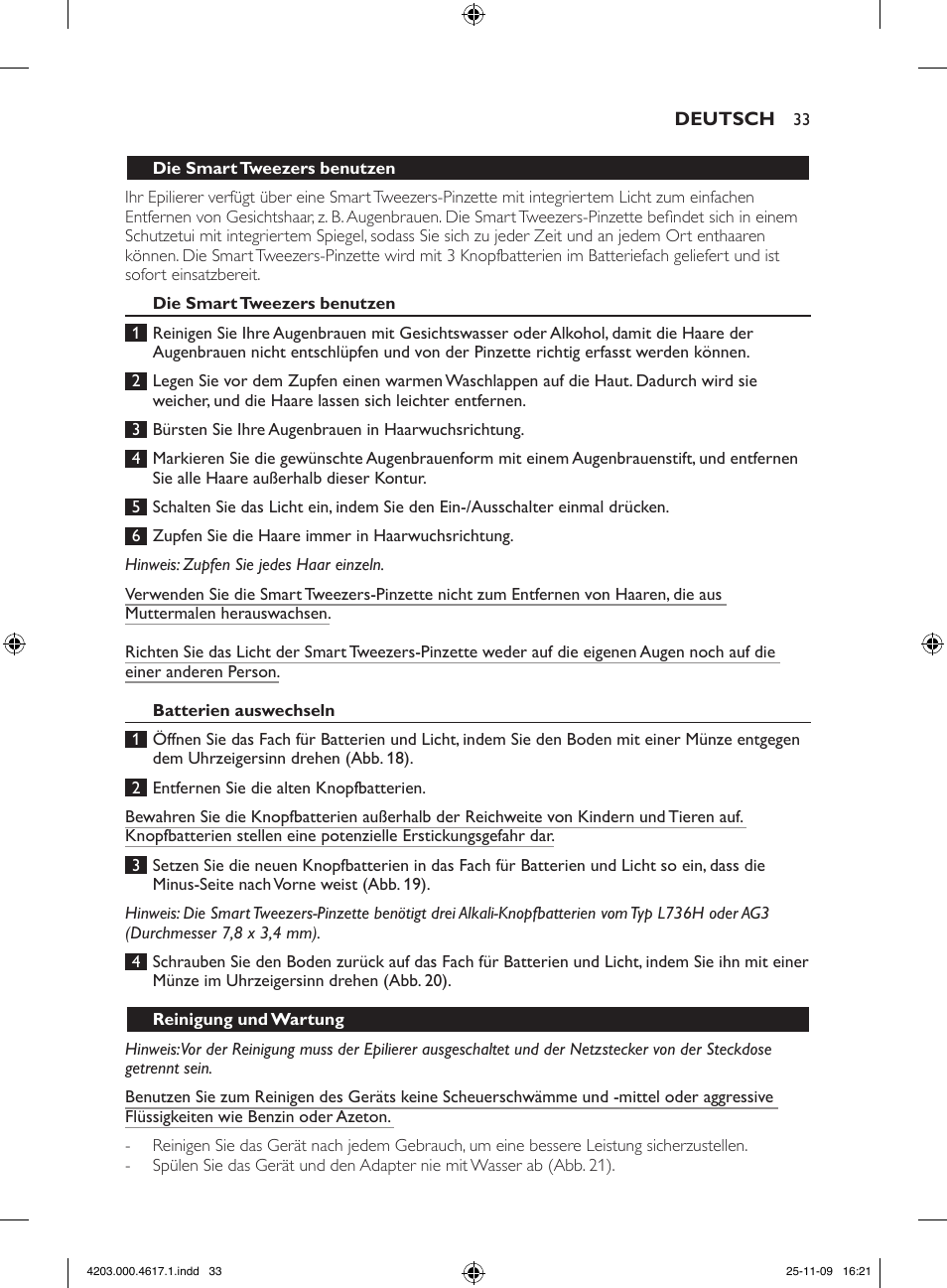 Philips SatinPerfect Epilierer User Manual | Page 33 / 108