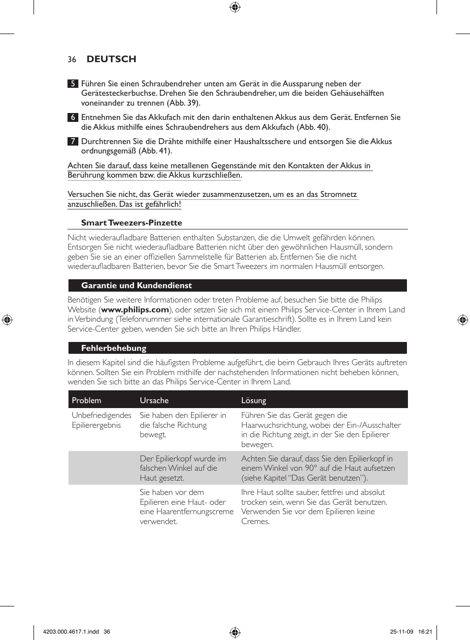 Philips SatinPerfect Epilierer User Manual | Page 36 / 108