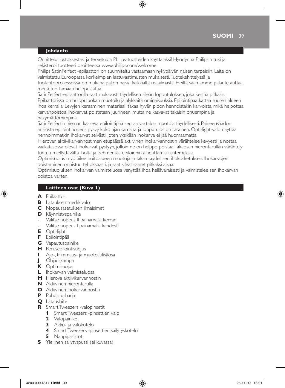 Philips SatinPerfect Epilierer User Manual | Page 39 / 108
