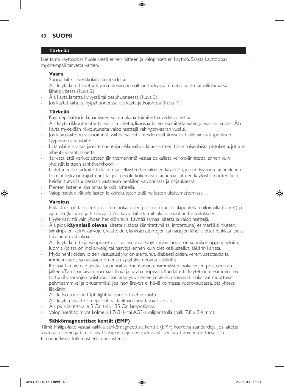 Philips SatinPerfect Epilierer User Manual | Page 40 / 108