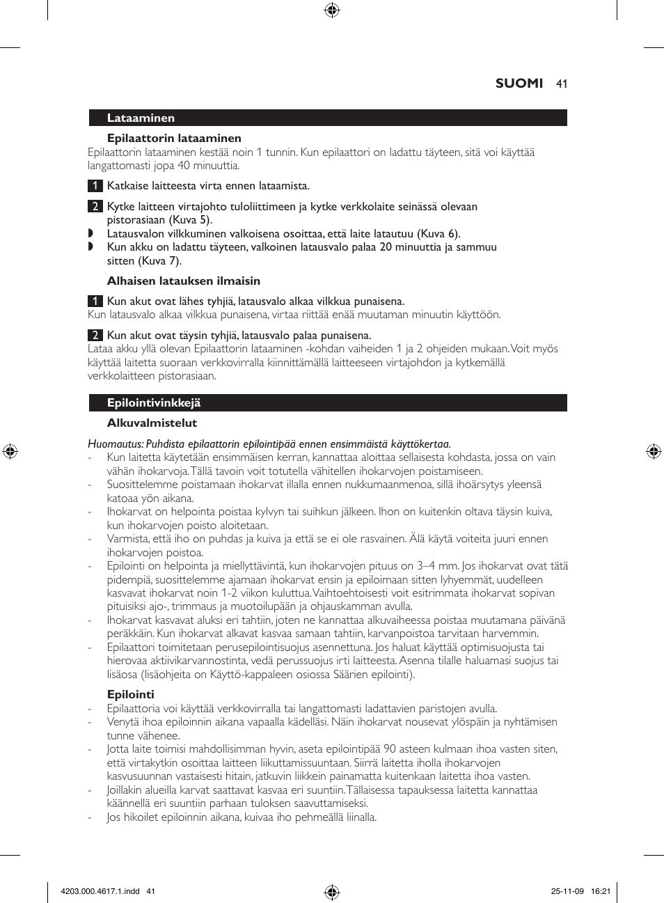 Philips SatinPerfect Epilierer User Manual | Page 41 / 108