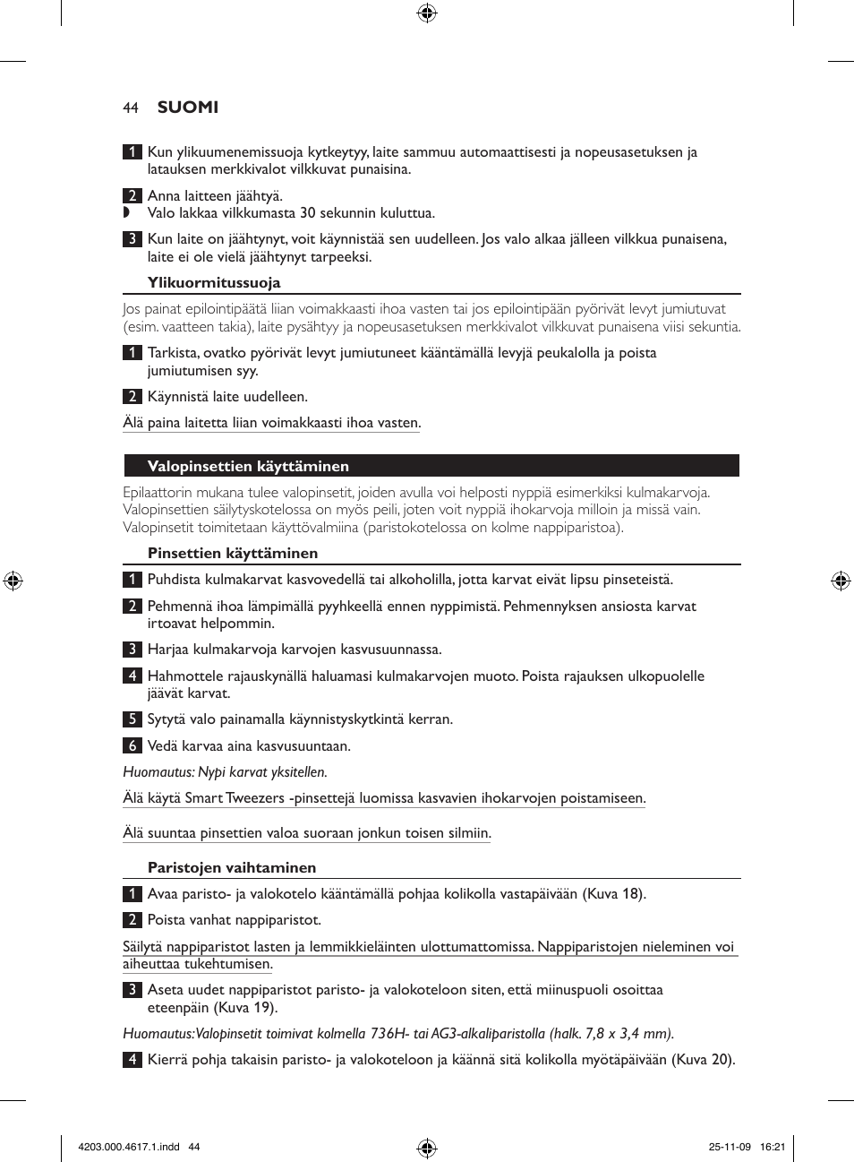Philips SatinPerfect Epilierer User Manual | Page 44 / 108