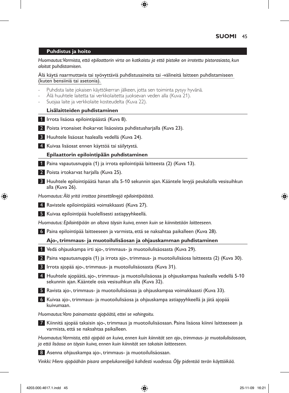 Philips SatinPerfect Epilierer User Manual | Page 45 / 108